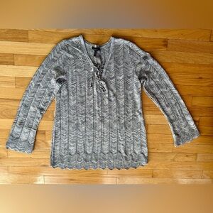 WHBM White House Black Market women’s silver grey metallic tunic L